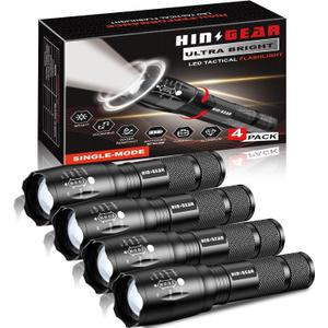 1 Mode Flashlights 4 Pack, Bright Zoomable LED Tactical Flashlight High Lumens, Water Resistant Portable Pocket Flash Light for Emergency, Camping Essentials, Gift - SL2000