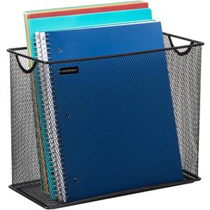 Mind Reader Vertical File Storage, Desktop Organizer, Hanging Files, Office, Metal Mesh, 12.25"L x 5.5"W x 10"H, Black