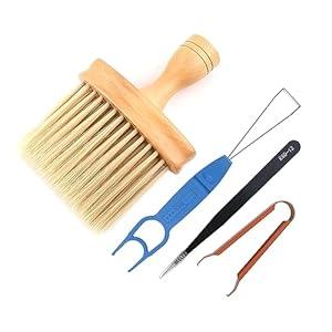 GEKUCAP 4 Pcs Computer Cleaning Tool Kit Keyboard Cleaning Wooden Anti-Static Soft Brush Set with Keycap Puller and Switch Gripper for Computer Keyboards, Laptop Keyboard Dust Cleaning