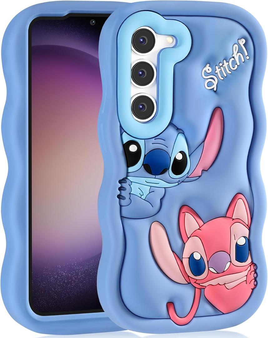 JoySolar Cute Cartoon Phone Case 3D Character Design Cases for Samsung Galaxy S23 - for Boys Girls Women Teens Kawaii Unique Fun Cool Funny Silicone Soft Shockproof Cover, Blue
