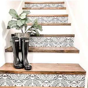 Amalfi Stair Riser Strip Peel and Stick Vinyl Decal Self-Adhesive Easy to Trim & Clean Repositionable Removable Water-Resistant DIY Murals for Stair Stickers Pack of 5 Strips (Amalfi, 6" x 49" Inch)