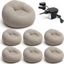 6 Pcs Inflatable Bean Bag Chairs with Electric Air Pump, Giant Blow Up Couch, Outdoor Folding Beanbag Chairs for Adults, Portable Lounger Air Sofa Lazy Sofa Seating Movie Night (Coffee Taupe, 103 cm x 103 cm x 60 cm
