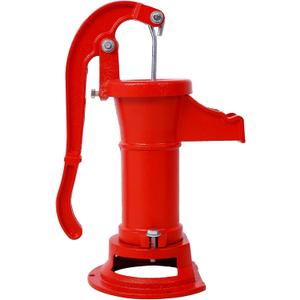 Antique Pitcher Hand Water Pump, Cast Iron Red Hand Well Pump 25ft Maximum Lift Manual Water Transfer Pump, Boost Fountain for Outdoor, Yard, Pond, Garden