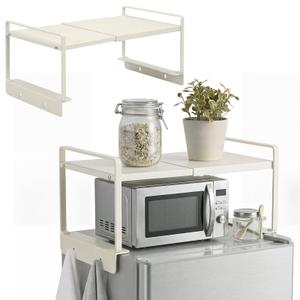 Sintuff 2 Tier Top of Fridge Shelf for Dorm Mini Expandable 12"-23", Ivory