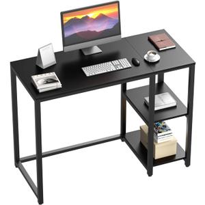 SINPAID 40 Inch Small Gaming Desk with Shelves for Small Spaces, Easy Assembly Study Desk, Sturdy Writing Desk for Bedroom & Home Office, Black