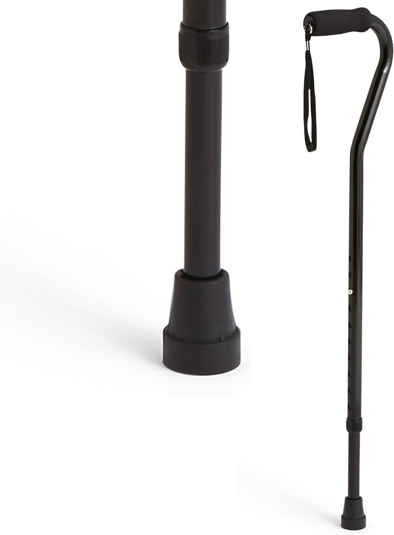 Medline Offset Handle Canes with Comfortable Foam Grip, Black, Lightweight Aluminum - Designed for Enhanced Mobility Support and Stability, 1 Count