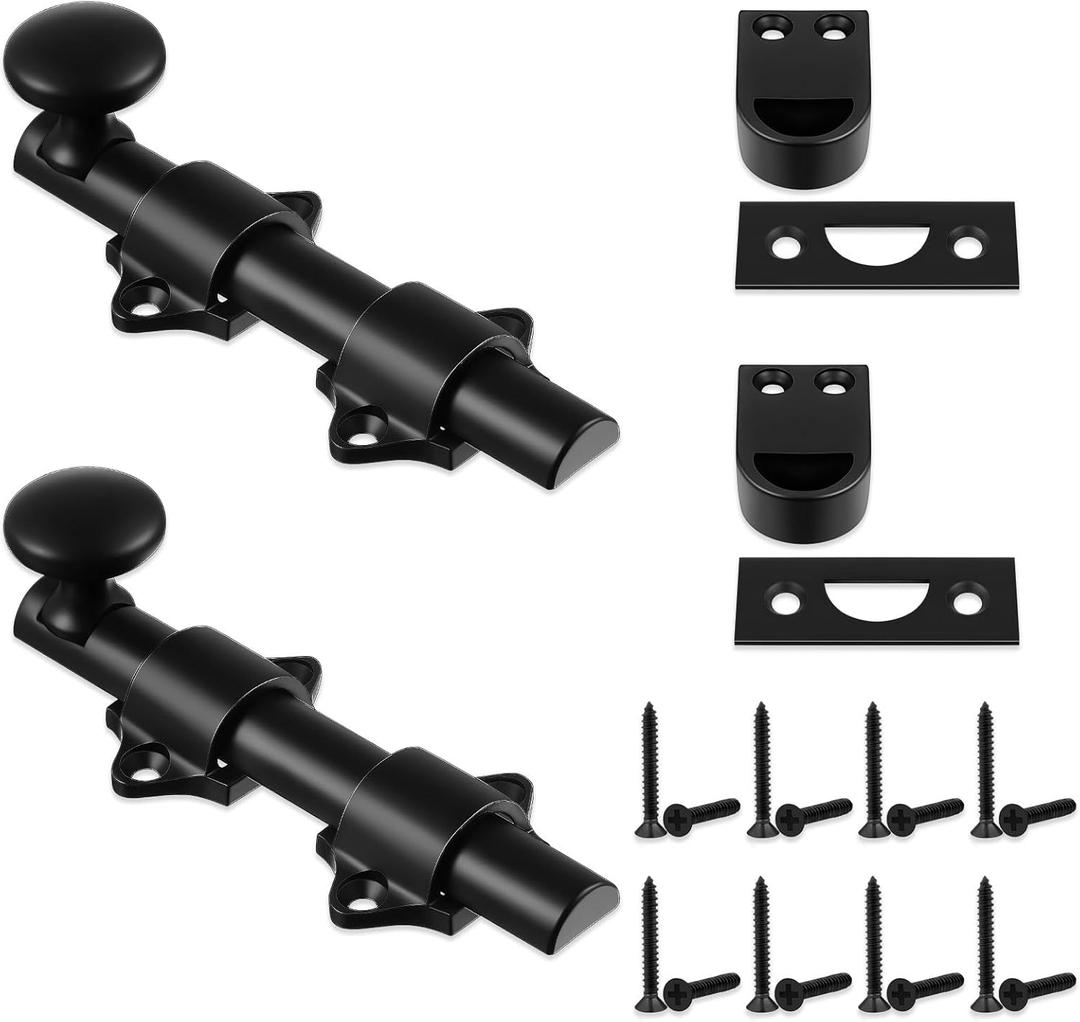 Tandefio 2 Pcs Dutch Door Bolt 6 Inch Heavy Duty Solid Brass Slide Bolt Latch Door Hardware Locks, Attic Latch for Dutch Sliding Barn(Black)