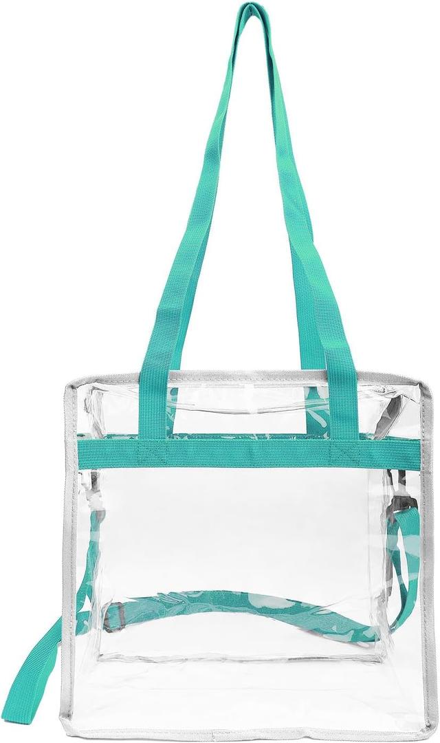 emissary Clear Bag Stadium Approved Clear Tote Bag For Women, Clear Plastic Bags With Handles, See Through Tote Bag (Green White)