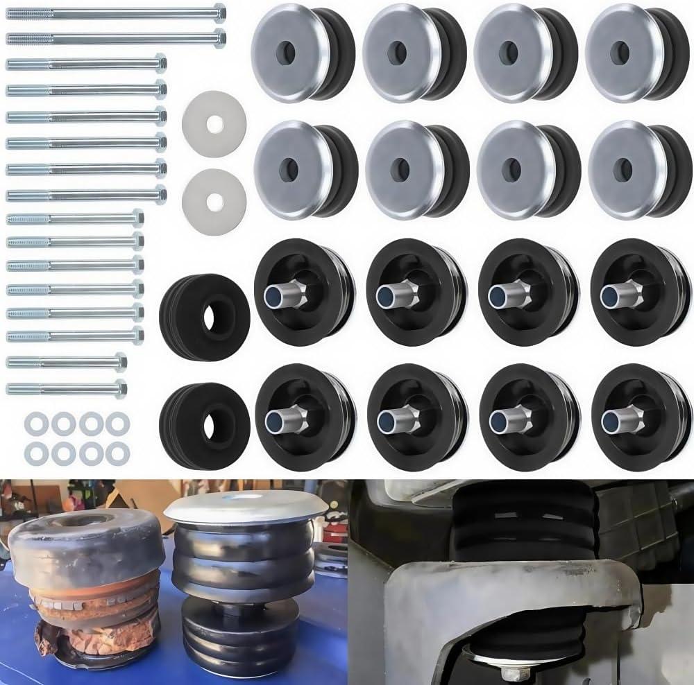 G-PLUS Body Mount Bushing Kit Compatible with Ford F250 F350 Super Duty 2WD and 4WD 2008-2016 Body Cab Mounts & Steel Sleeves & Hardware KF04060BK Black
