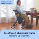 Medline Premium Empower Folding Mobility Rollator Walker with Memory Foam Seat, Black & Blue, 300 lb. Weight Capacity, 8 Wheels, Cupholder, Rolling Walker for Mobility Impairment, Adjustable Handles