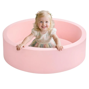 Foam Ball Pit for Toddlers, Large Baby Ball Pit for Babies with Soft Memory Sponge, Indoor Outdoor Baby Playpen, Kids Play Ball Pool, Gift Toys for Infants Boys and Girls (Pink, NO Balls)