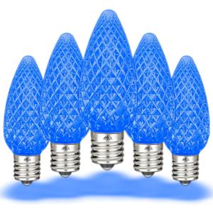 Novelty Lights 25PK C9 LED Faceted Ultra Bright Dimmable Outdoor Christmas Light Replacement Bulbs, LED Replacement Bulbs, Outdoor Light Bulbs String Light Bulbs (Blue)