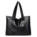 Shoulder Bag for Women PU Leather Large Tote Bag with Zipper, Stylish Handbag for Phones, Wallets, and Essentials (Black)