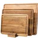YSTKC Acacia Wood Cutting Board Set of 3 for Kitchen, Thick Chopping Board, Large Wooden Cutting Board Set with Deep Juice Groove Butcher Block, Wooden Trays for Meat, Fruit and Cheese