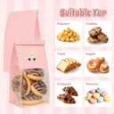 Funcoo 50 Bakery Bags with Window, 5.1x3.9x11 Inches Paper Bread Bags, Tin Tie Tab Lock Cookie Bags Food Storage Bag for Snacks, Popcorn, Candies, 60 pcs Stickers Included