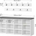 HOOBRO Shoe Storage Bench with Cushion, 39.4" L Entryway Bench with 12 Cubbies, Entryway Hall Tree with Storage, Cubby Shoe Rack Bench with Coat Rack for Hallway, Holds up to 330 lb, White WT112HX01, Large