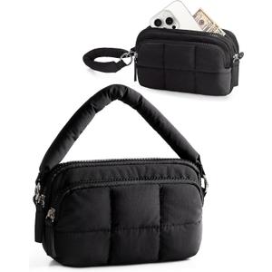 Wristlet Wallets for Women, Small Puffy Wristlet Purses with Zipper, Travel Credit Card Holder Phone Organizer Bag