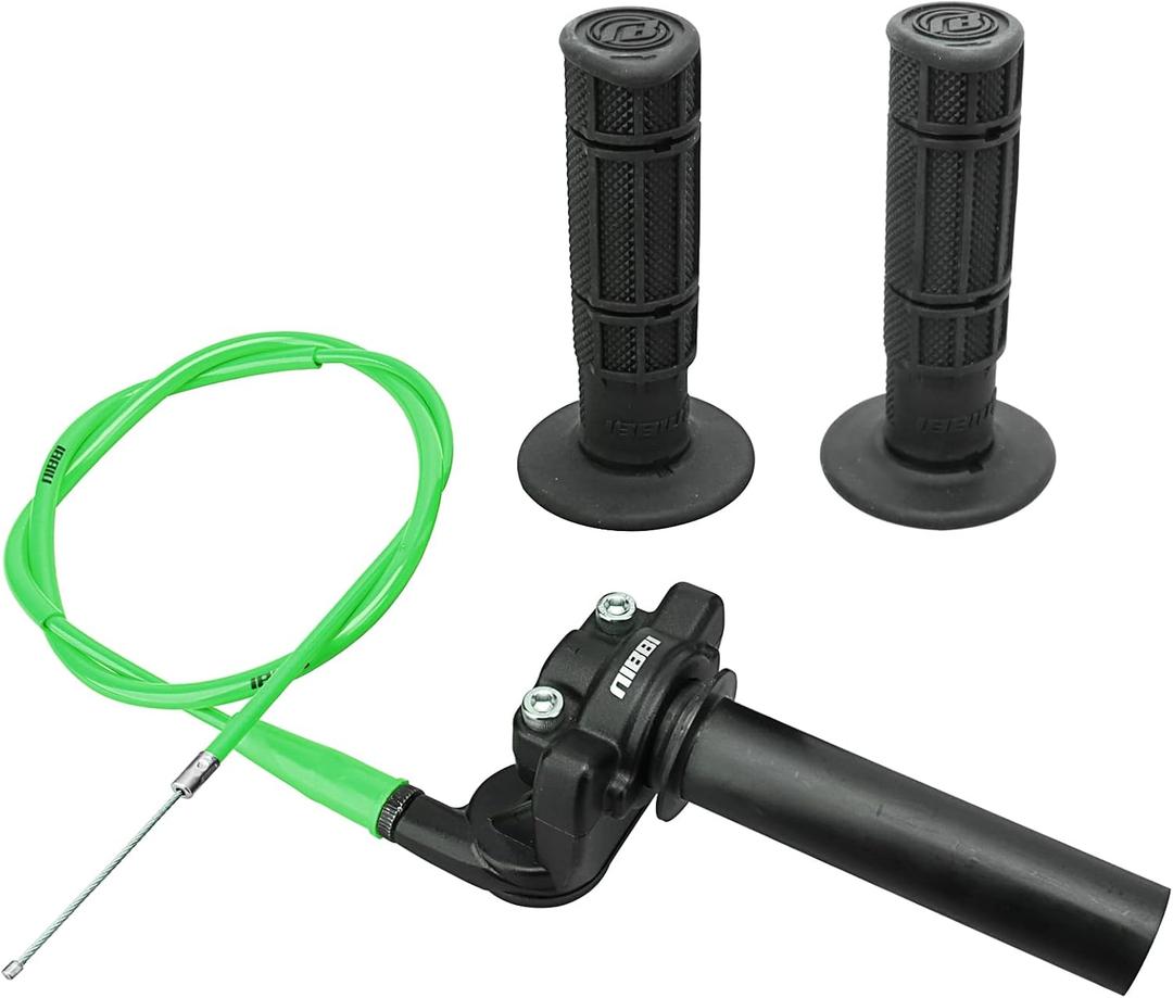 NIBBI Twists Throttle Grip,Dirt Bike Grips with Throttle Cable and Handlebar Grip for SSR125 Pit Bike, 22mm Motorcycle Throttle Assembly