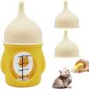 Pet Feeder Bottle Animal Feeding Bottles Kitten Bottles for Nursing Anti-Choking Design for Newborn Kittens Puppies Small Animals with 2 Pcs Replacement Nipple (Yellow, 20 ml)
