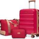Luggage Sets 3 Piece,Suitcases with Wheels, Carry On Luggage Set, ABS Hard Case Luggage with TSA Lock Spinner Wheels(3 Piece Sets, Red(20"/DB/TB))