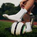 1 Set Anti-Slip Grip Soccer Socks with Shin Guard Sleeves, Sports Athletic Socks for Men Women (Black, White, One Size)