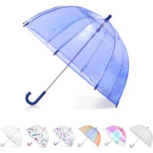 Totes Kids Pinch Proof Bubble Umbrella with Enhanced Visibility (38" Canopy, BLUE)