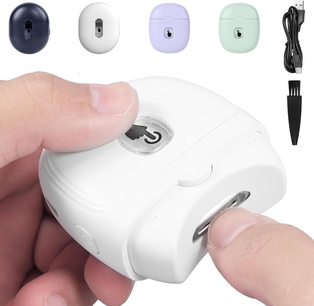 Electric Nail Clipper, USB Rechargeable Automatic Baby & Adult Fingernail Trimmer, White