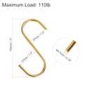 HARFINGTON 6pcs Long S Hooks 4 Inch Extra Long Metal S-Shaped Hanging Hooks High Manganese Steel S Hanger Storage Organizing Tool for Kitchen Garden Bathroom Garage Closet, Gold Tone