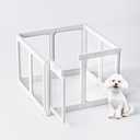 Jalove Clear Dog Playpen Indoor, 24" Acrylic Plastic Pet Play Pen with Door, Playpen for Puppy Cat Rabbit Ferret, Easy to Install Preferable Playpen for Small Dogs, Customizable, White 8 PCS