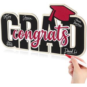 Qunclay Class of 2026 Wood Signs Graduation Party Decorations 2026 Congrats Grad Sign Wooden Signature Board with Pen Graduation Photo Booth Prop for High School College Grad Party Supplies(Burgundy)