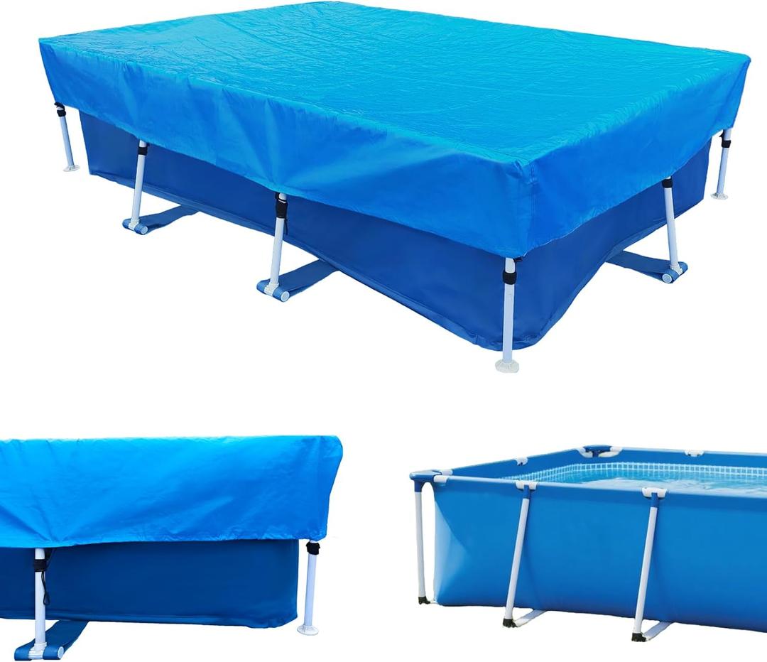 102 x 63 in Pool Cover 8x5 Rectangle Swimming Pool Covers 102 X 67 Rectangular Pool Cover for Above Ground Pools 8.5 ft x 5.6 ft Blue Pool Covers Made of 5-Layer Tear-Resistant PE Waterproof