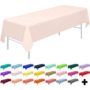 PARTY ULYJA Blush Pink Tablecloths Plastic 3-Pack Premium 54 Inches x 108 Inches Disposable Table Covers Decorative Table Cloths for Rectangle Tables
