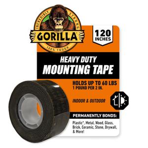Gorilla Heavy Duty Double Sided Mounting Tape, Black Tape, 1" x 120" (Pack of 1) - Weatherproof for Indoor or Outdoor