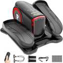 Under Desk Elliptical Machine, Elliptical Leg Exerciser with Bluetooth Speaker, 12 Adjustable Speeds, Auto & Manual Modes, Remote Control & LCD Touchscreen Ideal for Seniors (Red-Classical)