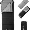 KingCamp Sleeping Bag for Adults, XL Size for Big & Tall Individuals, 3-4 Season Sleeping Bag Cold & Warm Weather, 100% CottonLining, Compact with Compression Sack for Backpacking, Camping, Hiking, Style: Hollow Fibers 5°f ~39°f , Black