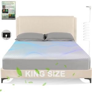 Grounding Sheets King, 90% Organic Cotton with 10% Silver Fitted | Conductive cotton/silver reduces static, improves sleep & Wellness. Safety resistor, 16.4ft cord, easy, durable. 80"x78"x15"