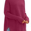 LILLUSORY Women's Oversized Turtleneck Sweaters Fall Batwing Sleeve Ribbed Tunic Sweater, Berry Small