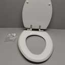 Mayfair Bennett Toilet Seat with Brushed Nickel Hinges, Slow Close Wood Seat, Secure Metal Hinges, Easy Install, Elongated, White