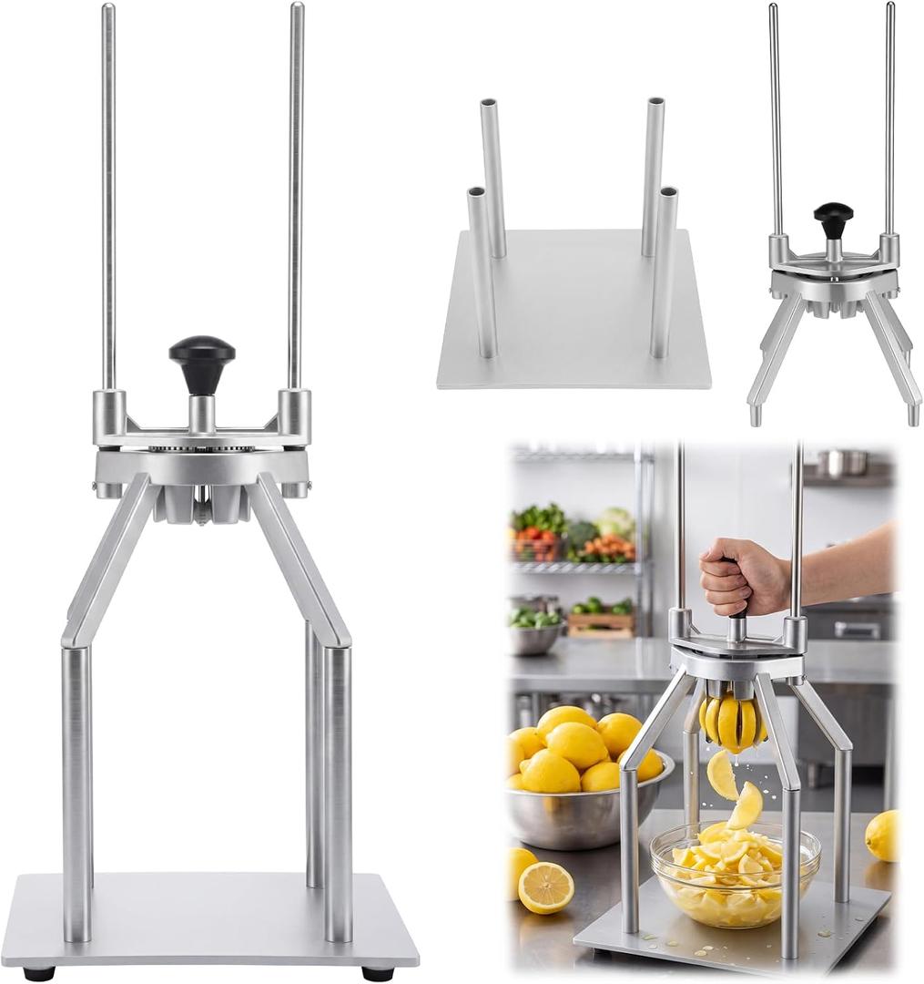 FoldTier Lemon Cutter 6-wedge Holder with Lemon Slicer Stand Party Supplies Set 11 Inch Fruit Cutter Stainless Steel Blade Fruit Lime Slicer Easy to Use Lemonade Base for Summer Bar Supplier Party