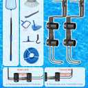 Pool Fence Hooks Adjustable, Heavy Duty Metal Hanger for Pool Equipment, Skimmers, Poles, Brushes, Vacuum Hose, Rust-resistant, no Drill, 2 Pack, Fits 0-10 cm Fences - Pool Accessories Storage