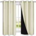 NICETOWN Bedroom Full Blackout Curtain Panels, Super Thick Insulated Grommet Drapes, Double-Layer Blackout Draperies with Black Liner for Small Window (Beige, Set of 2, 42 by 63-inch)