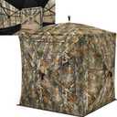 TIDEWE Hunting Blind 270Full See Through with Windproof Curtain, Silent Magnetic Door & Sliding Windows, 2-3 Person Pop Up Ground Blind with Carrying Bag, 300D Portable Tent