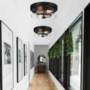 Flush Mount Ceiling Light Fixtures, 2-Light Black and Silver Ceiling Mount for Farmhouse with Seeded Glass Lampshade, Industrial Flush Mount Light Fixture for Hallway, Kitchen, Entryway and Foyer