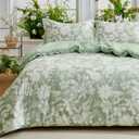 Joiedomi Queen Comforter Set Sage Green, 3 Pieces Floral Queen Bedding Set with 1 Soft Reversible Botanical Flower Comforter and 2 Pillow Shams, Bed in a Bag for All Seasons