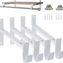 AddGrace Closet Rod Bracket Heavy Duty Shelf Brackets 8 Inch White Wall Mounted Closet Rod Support with Pole Holder Industrial Iron Shelving Supports with Hook (4 Pack)