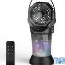 GHORA 2026 New Portable Misting Fan,25000mAh Rechargeable Battery Operated Fan for Outside Patios, 60H Runtime Oscillating Mist Fan with Remote, 2L Water Tank & RGB for Camping, Beach