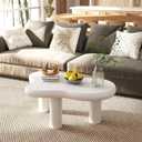 HollyHOME Cloud Coffee Table, Unique Design Accent Table for Living Room and Bedroom, Stylish and Functional Furniture Piece-Durable and Easy to Clean, Free Shape with 3 Legs, 33.9in, Cream White