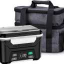 EAST OAK Cordless Electric Lunch Box for Adults, Heated Lunch Box Battery Powered with Automatic Heating, 5.5 Cups Portable Food Warmer with Insulated Carry Bag (Onyx Black)