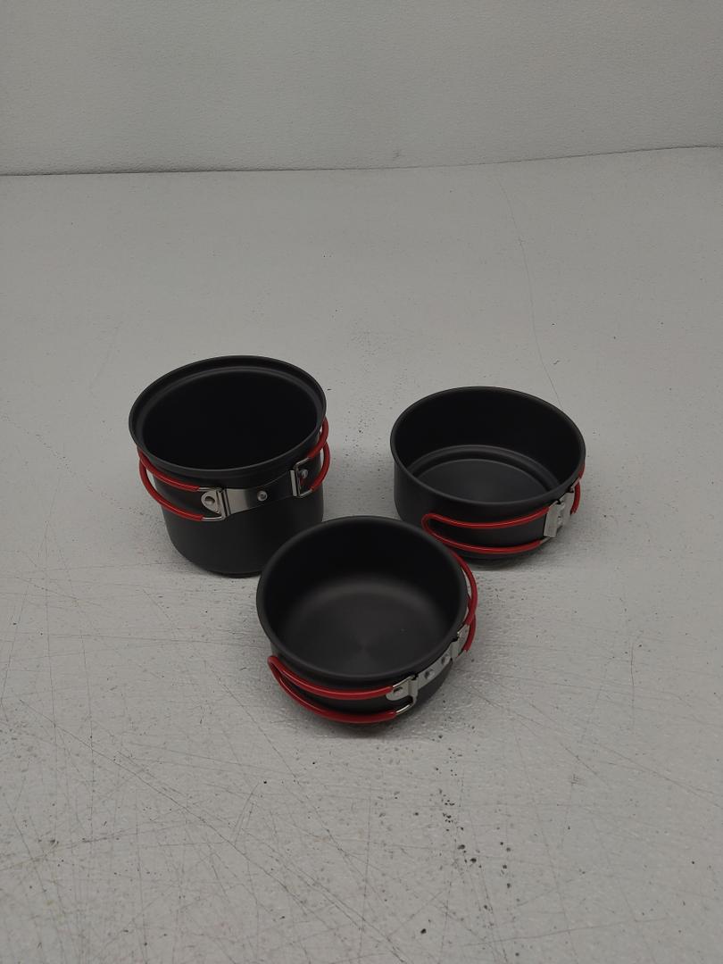 3 in 1 Ultralight Outdoor Camping Hiking Cookware Backpacking Cooking Picnic Bowl Pot Pan Set Red