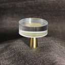 Uenhoy 6 Pack Glass Crystal Cabinet Knobs Round Drawer Knob Pulls Gold Crystal Knobs for Cabinets and Drawers - 1-1/4 Inch
